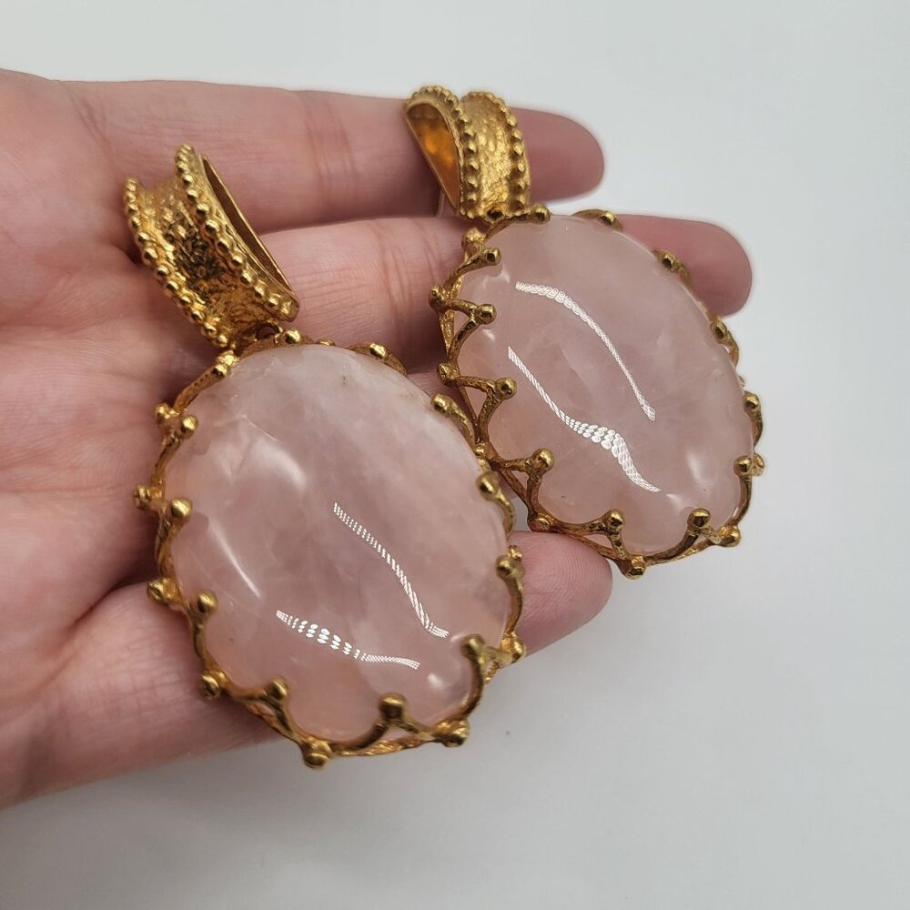 Christie Nicolaides LOLA Earrings Pink Quartz Gold Plated Casa Biscaya Australia - Picture 11 of 11